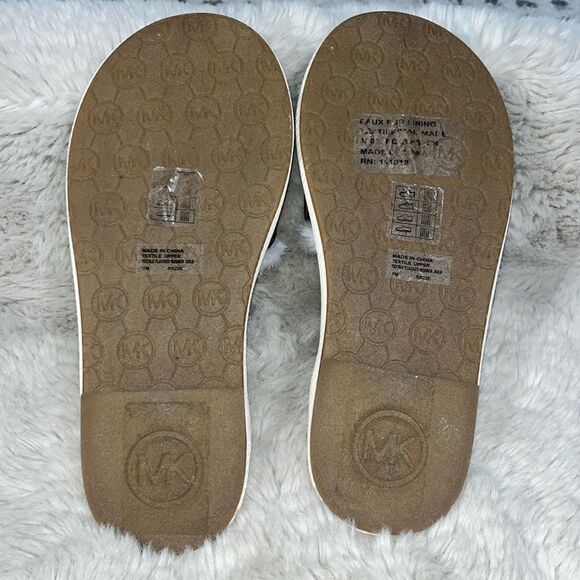 Michael Michael Kors Women Faux Fur Jet Set MK Slide Brown Slipper Size 7 - Picture 4 of 5